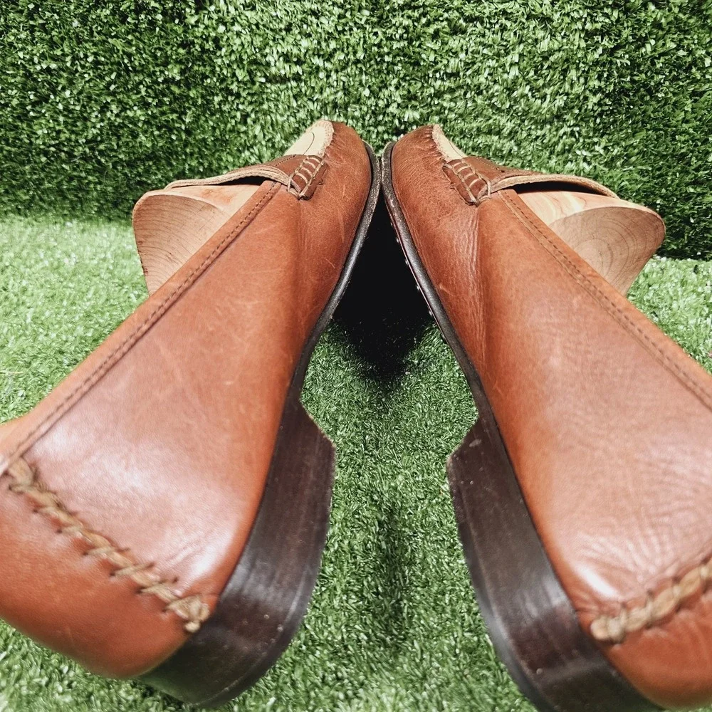 Bragano Italy Two Tone Brown Leather Slip On Penny Loafers Mens Size 11 M